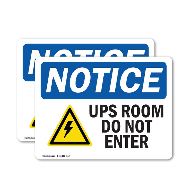 Signmission UPS Room Do Not Enter Sign, Vinyl Decal, 10in W x 7in L, 2PK OS-2PACK-NS-D-710-L-18786 - main